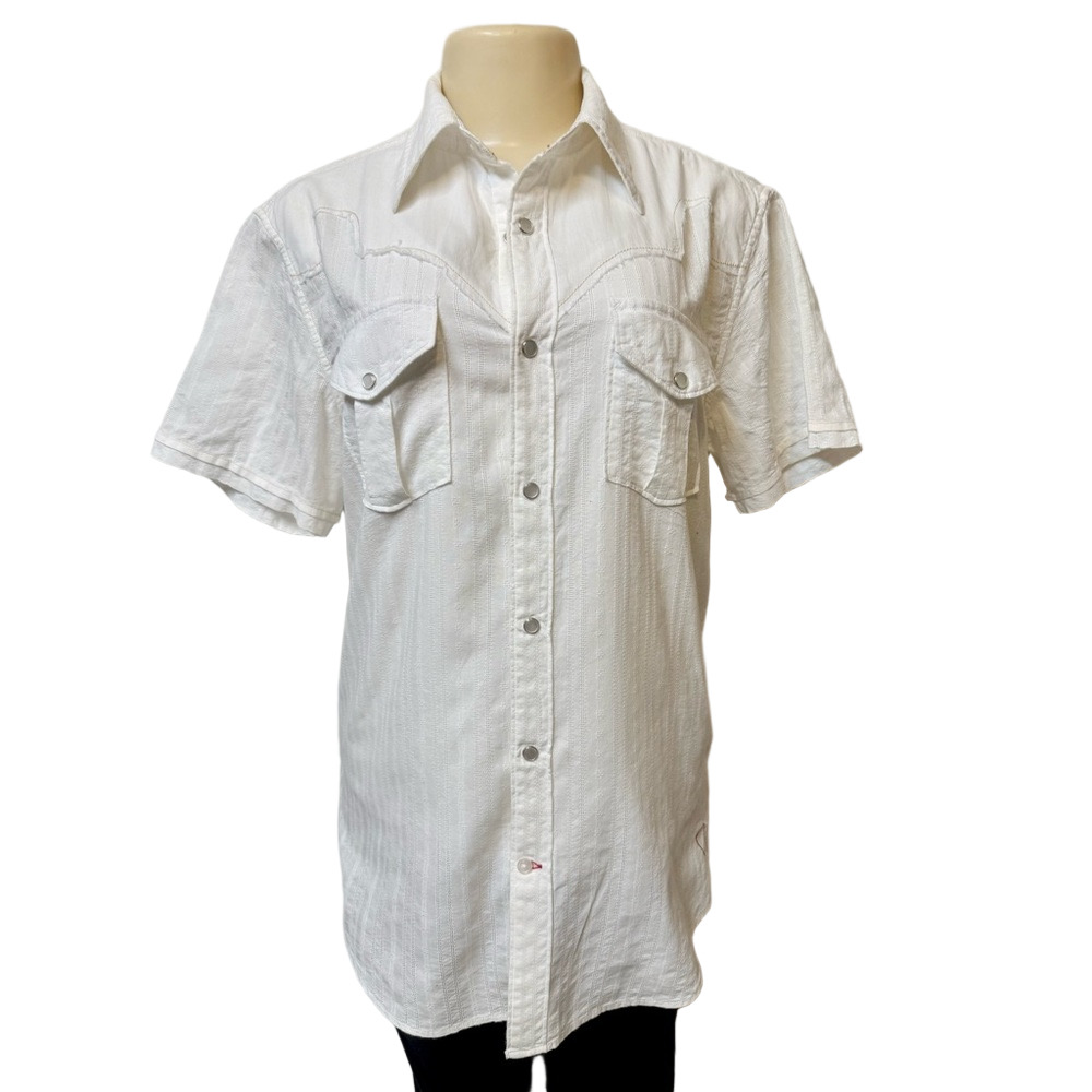 Guess White Western Button Down Shirt Size M